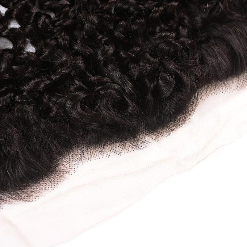 Klaiyi Hair Curly Hair 13x4 Transparent Lace Frontal Virgin Human Hair Ear to Ear Lace Frontal