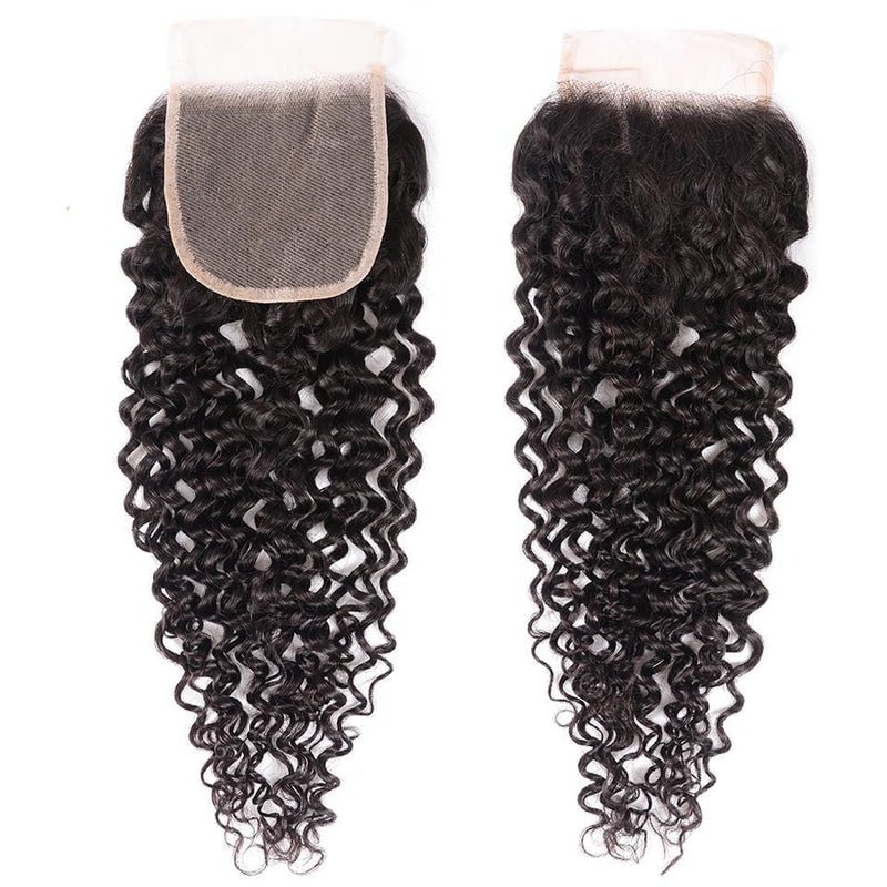 Klaiyi Hair 8A Grade Curly Hair Invisible Lace Closure 4x4 Swiss Lace Closure Free Part