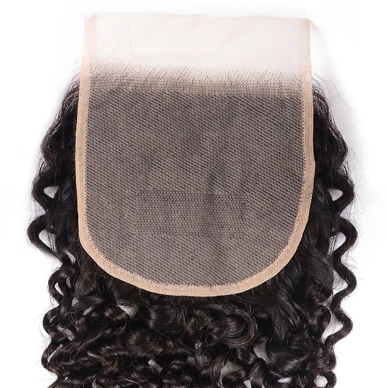 Klaiyi Hair 8A Grade Curly Hair Invisible Lace Closure 4x4 Swiss Lace Closure Free Part