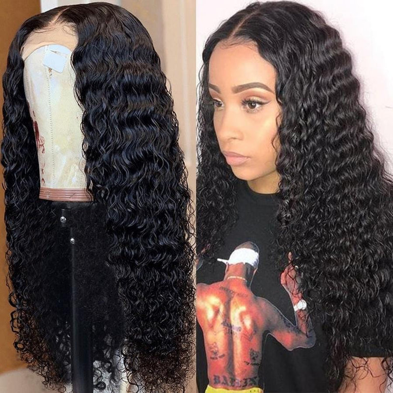 Klaiyi Deep Wave 13x4 Lace Front Human Hair Wigs With Baby Hair 150% Density