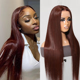 Klaiyi Dark Brown Straight Lace Front Wig Chocolate Brown Bone Straight Human Hair Flash Sale