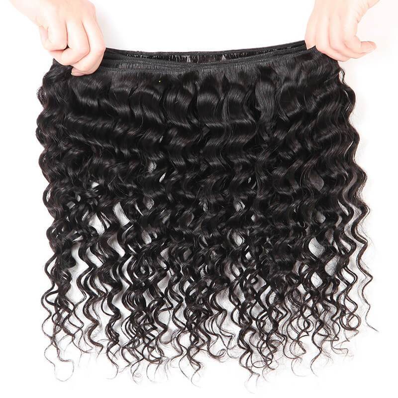 Peruvian Deep Wave 3 Bundles with 4*4 Lace Closure Deals-Klaiyi Hair