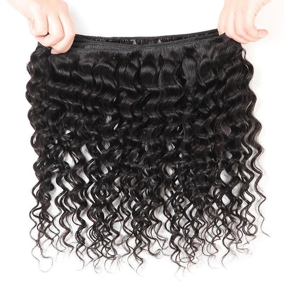 Malaysian Deep Wave Curly Hair 3 Bundles with 4*4 Lace Closure-Klaiyi Hair