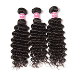 Peruvian Virgin Deep Wave Curly Hair 3 Bundles with Ear to Ear 13*4 Lace Frontal Closure Deals-Klaiyi Hair
