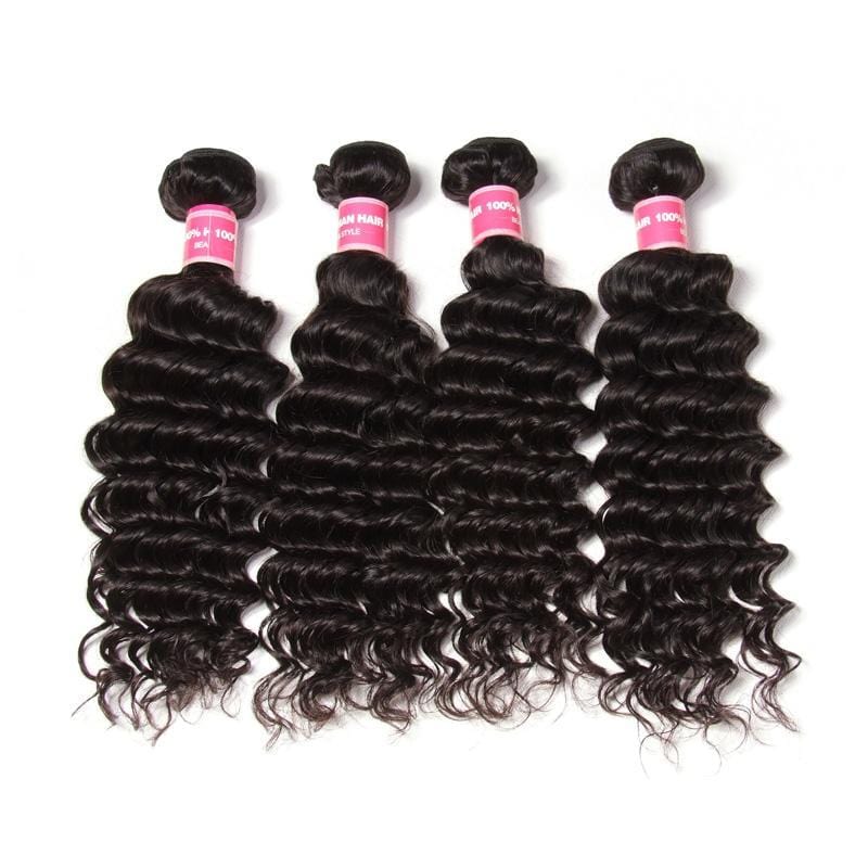 Klaiyi Hair 4pcs/pack Brazilian Deep Wave Human Hair Bundles 100% Human Hair Weaves