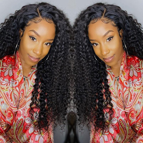 Klaiyi Deep Wave 13x4 Lace Front Human Hair Wigs With Baby Hair 150% Density