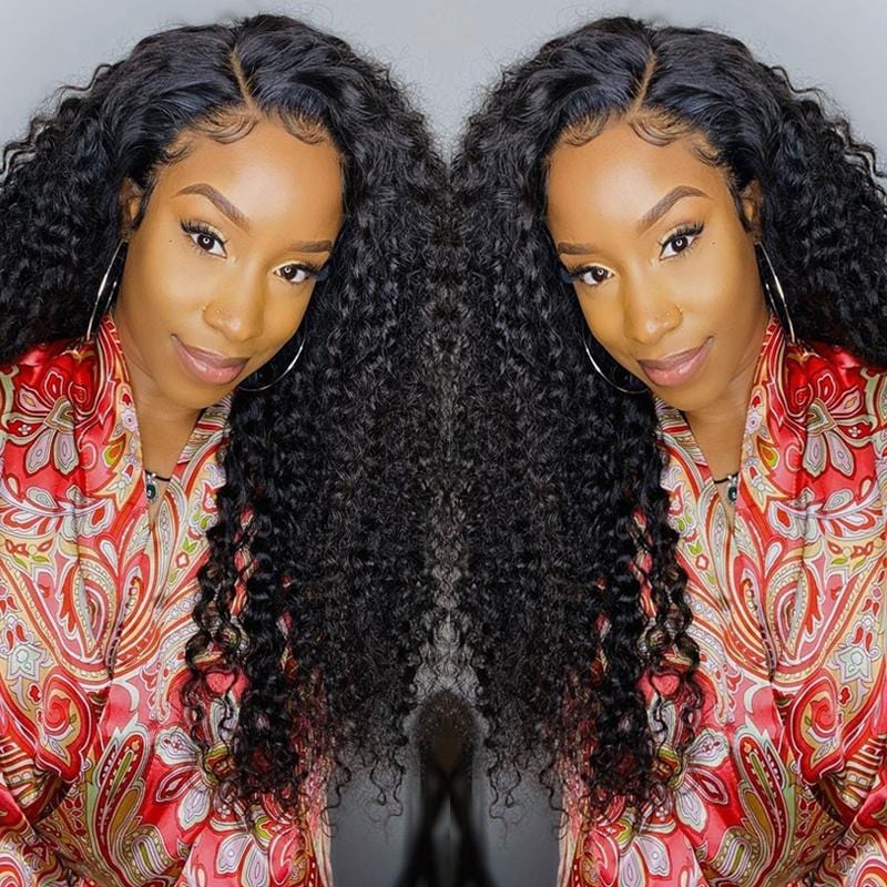 Klaiyi Deep Wave 13x4 Lace Front Human Hair Wigs With Baby Hair 150% Density