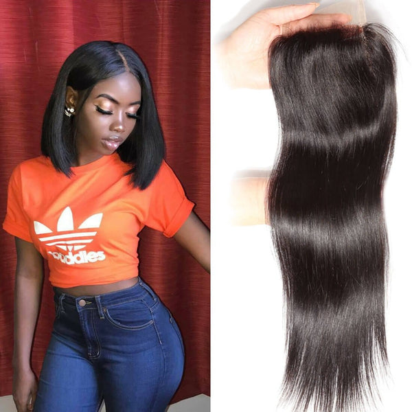 Klaiyi Straight Hair Human Virgin Hair Lace Closure