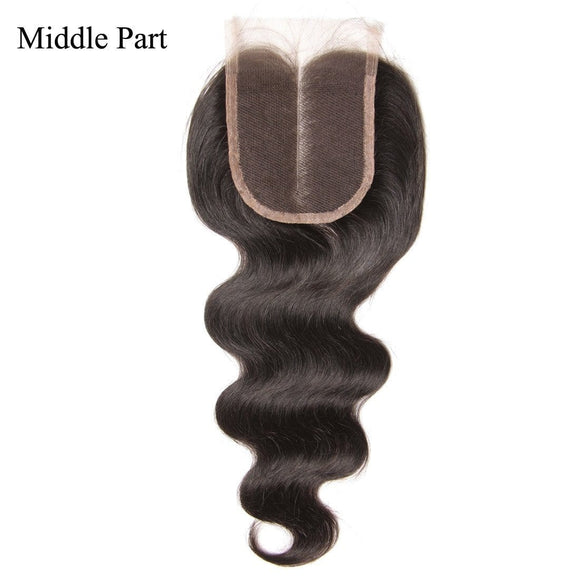 Klaiyi Indian Body Wave Human Virgin Hair Lace Closure Natural Color