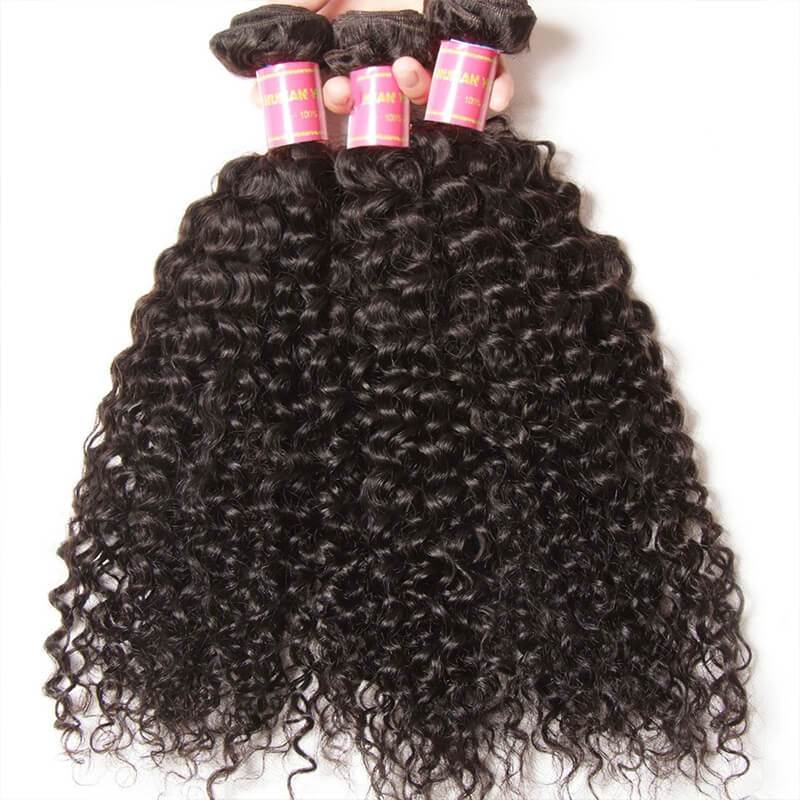 Klaiyi Hair 3pcs/lot Indian Jerry Curly Hair Human Hair Weft Deals