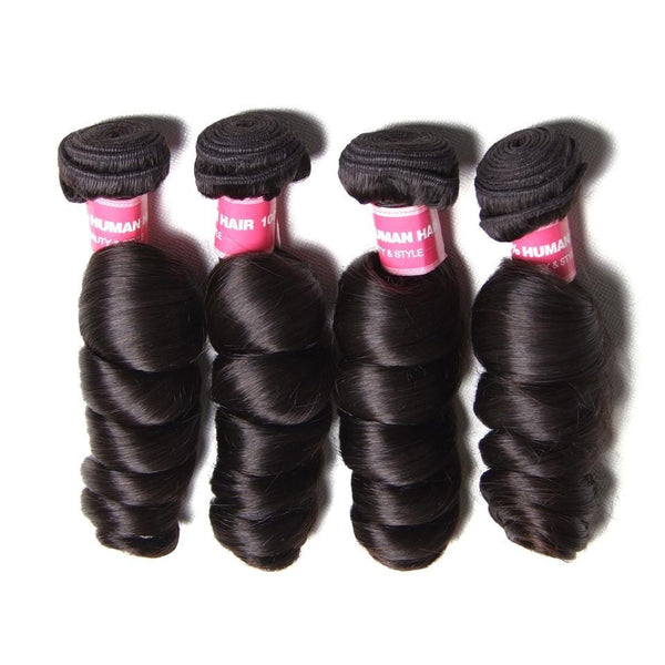 Klaiyi 4 Bundles Malaysian Loose Wave Virgin Hair Weaves