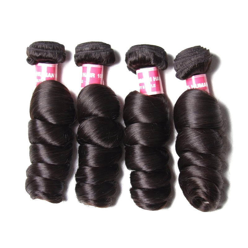 Klaiyi Brazilian Loose Wave 4 Bundles/Pack 7A Good Quality Virgin Human Hair Weave Bundles