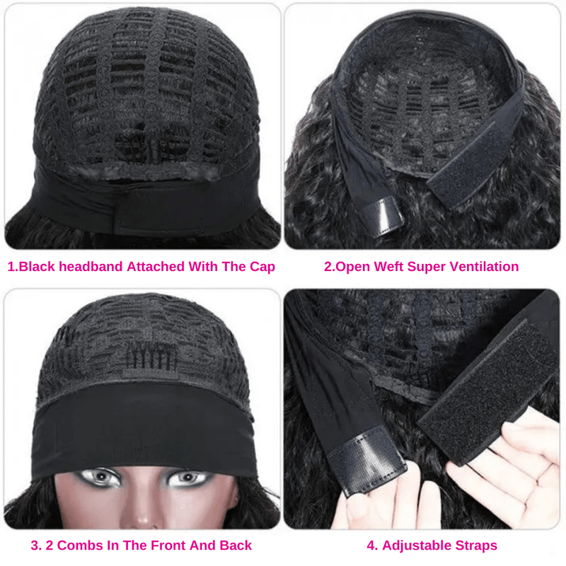Klaiyi Flash Deal Headband Wig Curly Human Hair Wigs With Free Scarf Natural Color Wig For Black Women