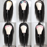 Klaiyi Flash Deal Headband Wig Curly Human Hair Wigs With Free Scarf Natural Color Wig For Black Women
