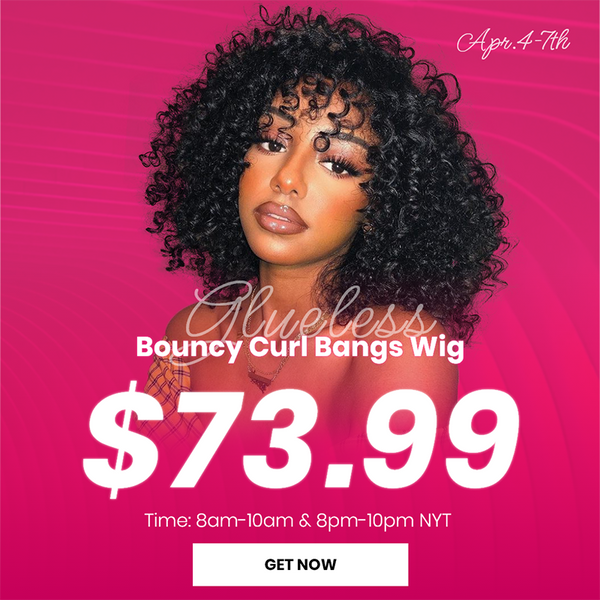 Bouncy Curl Bangs Glueless Short Bob Wig Flash Sale Apr.4-7th, Time Limited!