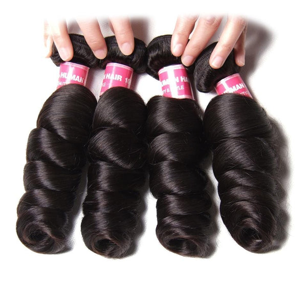 Klaiyi Hair 4Pcs/Pack Indian Loose Wave Virgin Human Hair Weave Bundles