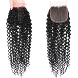 Klaiyi Natural Jerry Curly 4x4 Middle Part T Part Lace Closure High Quality 100% Human Hair