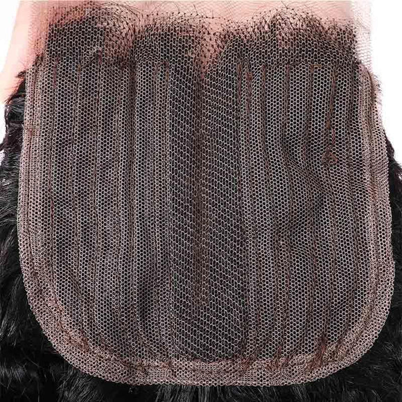Klaiyi Natural Jerry Curly 4x4 Middle Part T Part Lace Closure High Quality 100% Human Hair