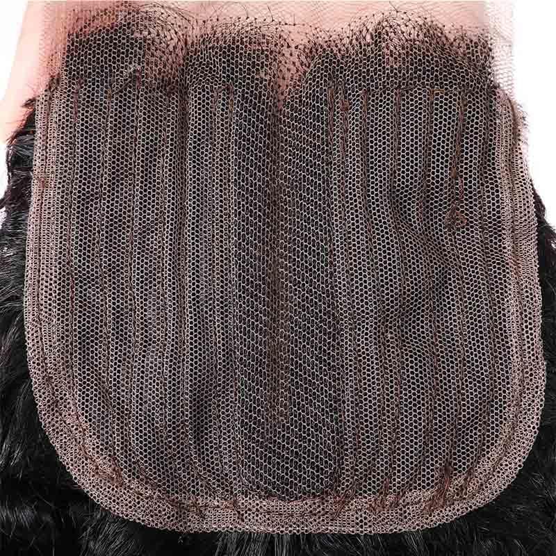 Klaiyi Natural Jerry Curly 4x4 Middle Part T Part Lace Closure High Quality 100% Human Hair