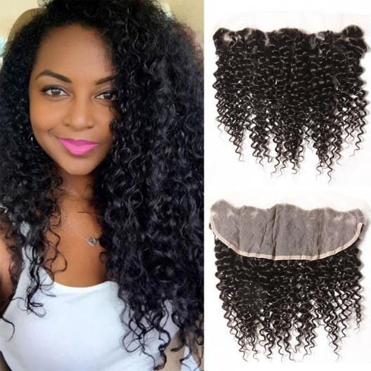 Klaiyi High Quality Indian Curly Hair 13X4 Lace Frontal Closure Human Virgin Hair