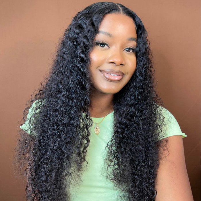 Extra 50% Off Code HALF50  | Klaiyi Jerry Curly Transparent Lace Front Wig Virgin Human Hair for Women