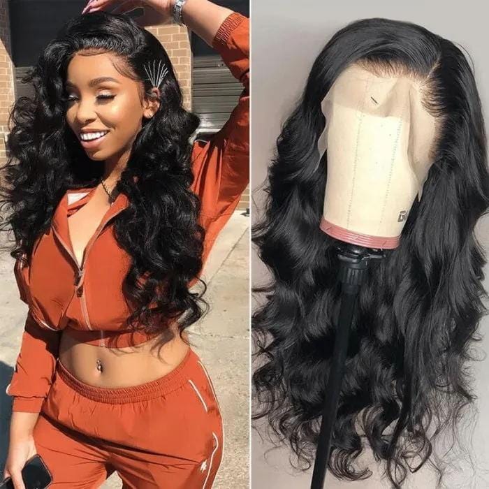 Klaiyi Hair Body Wave Lace Wigs Pre-plucked Natural Hairline Hand Tied Lace Part Wig With Baby Hair