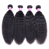 Klaiyi Hair 4 Bundles Kinky Straight Human Hair Weave Natural Black Color Virgin Hair High Quality