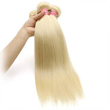 Klaiyi Blonde Color Straight Human Hair Weave 3 Bundles 100% Virgin Human Hair Extensions