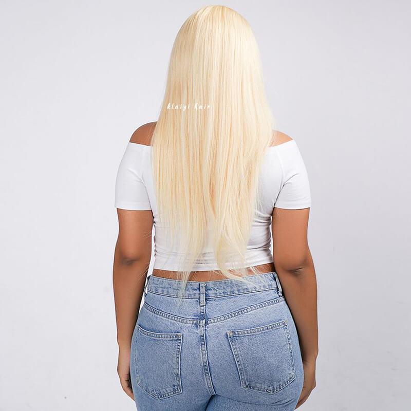 Klaiyi Blonde Color Straight Human Hair Weave 3 Bundles 100% Virgin Human Hair Extensions