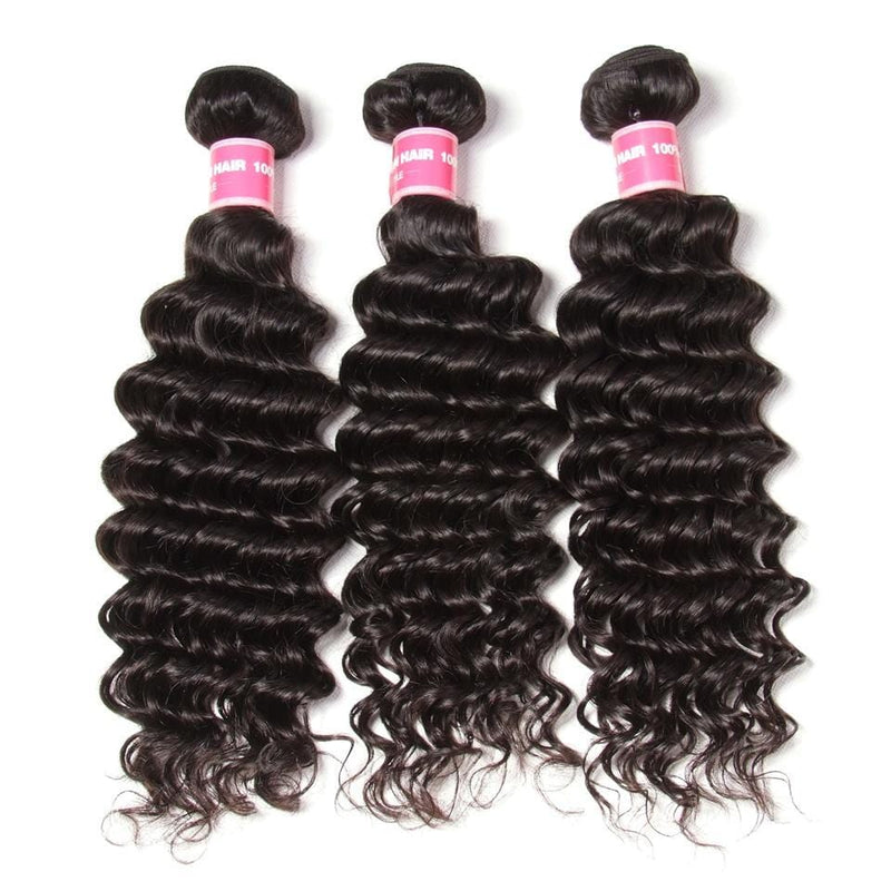 Peruvian Deep Wave 3 Bundles with 4*4 Lace Closure Deals-Klaiyi Hair