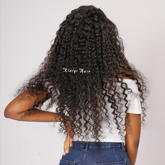 Brazilian Deep Wave 3 Bundles with Lace Frontal Closure, 13*4 Ear to Ear, 100% Virgin Hair-Klaiyi
