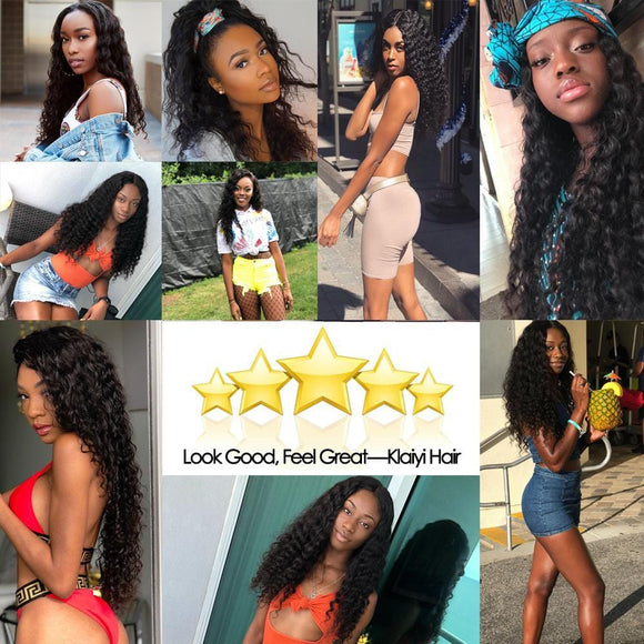 Malaysian Deep Wave Curly Hair 3 Bundles with 4*4 Lace Closure-Klaiyi Hair