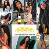 Klaiyi 4 Bundles Malaysian Deep Wave Curly Hair with 4*4 Lace Closure