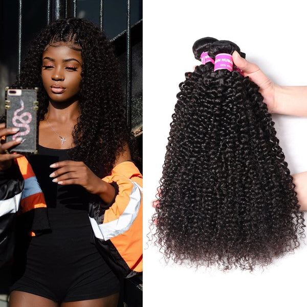 Klaiyi 4C Kinky Curly Virgin Hair 3 Bundles Deal Brazilian Kinky Curly Human Hair Weft Flash Sale
