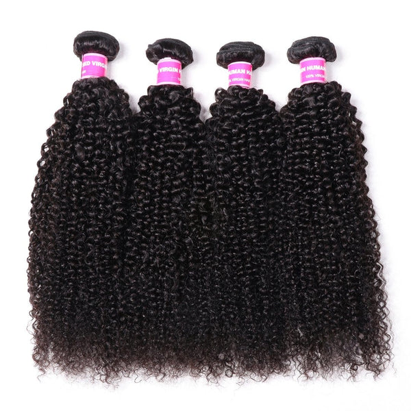 Klaiyi Hair 4 Bundles Peruvian Kinky Curly Virgin 100% Human Virgin Hair Weave Deals