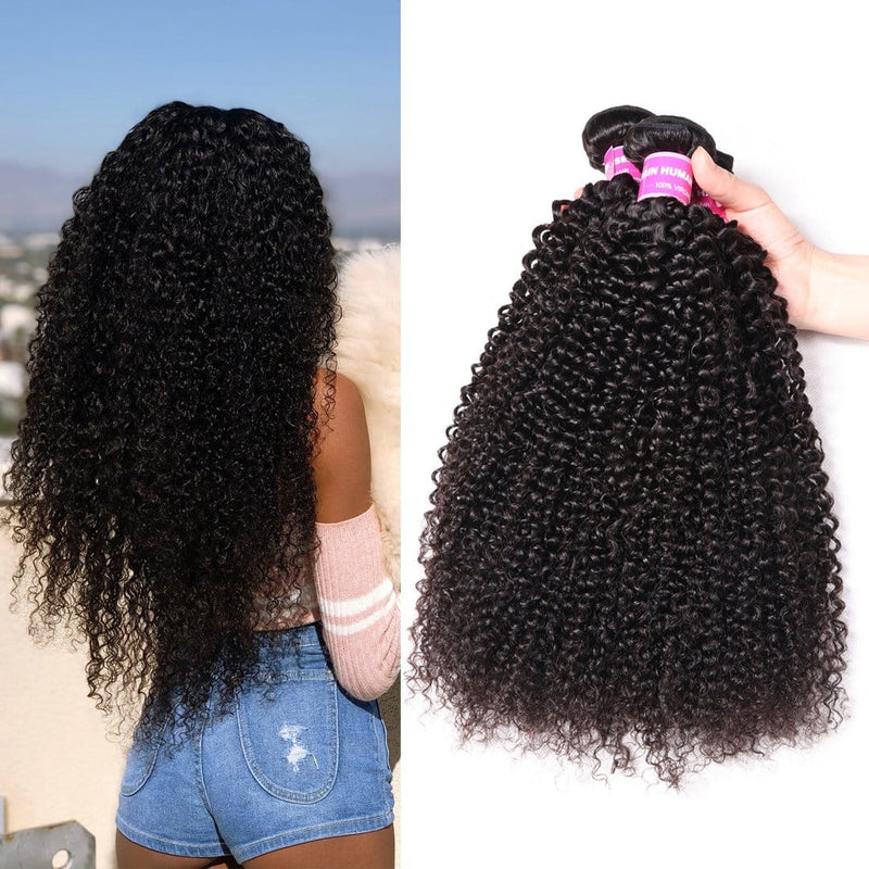 Klaiyi Hair 4 Bundles Kinky Curly Virgin Brazilian Human Hair Weave Best Unprocessed Human Hair