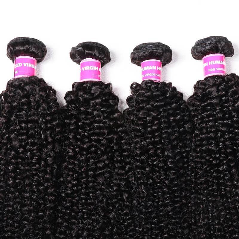 Klaiyi Hair 4 Bundles Kinky Curly Virgin Brazilian Human Hair Weave Best Unprocessed Human Hair