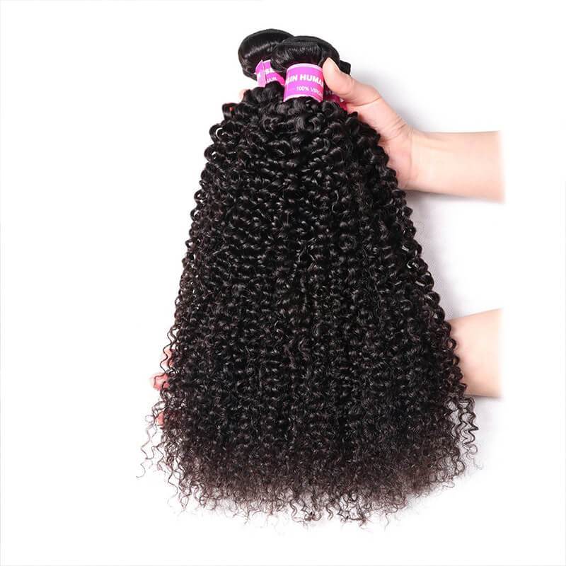 Klaiyi Hair 4 Bundles Kinky Curly Virgin Brazilian Human Hair Weave Best Unprocessed Human Hair