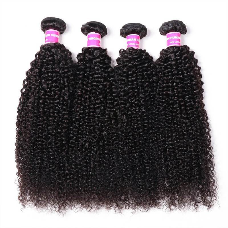 Klaiyi Hair 4 Bundles Kinky Curly Virgin Brazilian Human Hair Weave Best Unprocessed Human Hair