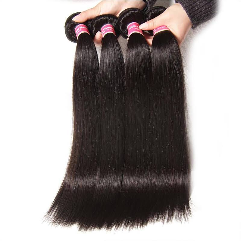 Indian Straight Hair 4 Bundles with 4*4 Lace Closure Deals-Klaiyi Hair