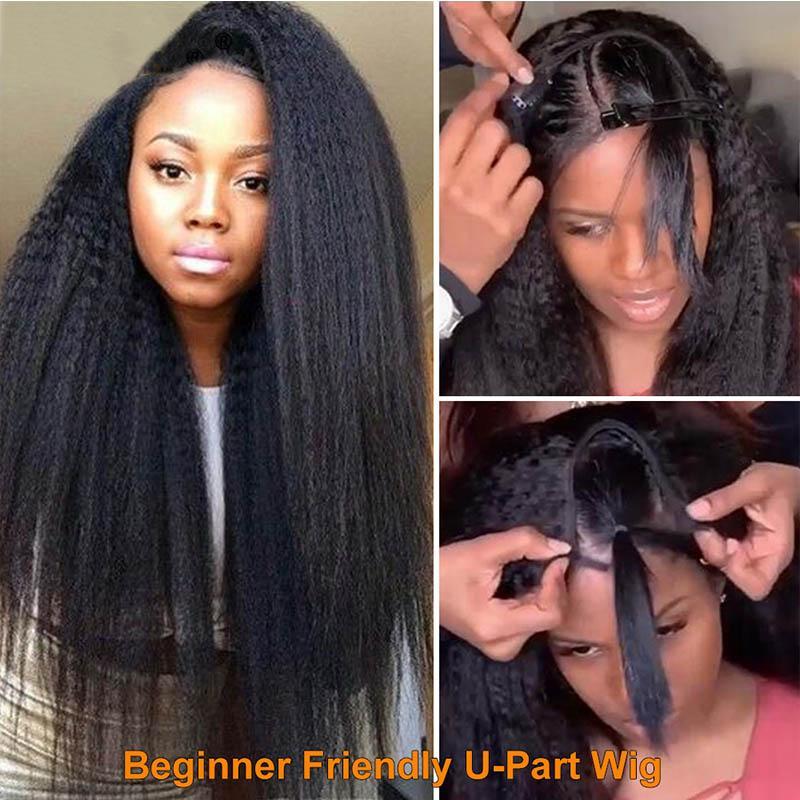 Kinky Straight V Part Wigs Klaiyi Human Hair Wigs for Women Natural Looking Flash Sale