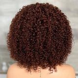 50% OFF | Glueless Dark Auburn Short Curly Afro Wig With Bangs Machine Made Wig Flash Sale