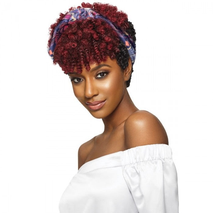 Klaiyi Hair Short Afro Curly Headband Wig Fluffy Wig Explosion Style Portable Hair Curly Headband Wig Scarf Wig