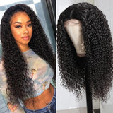 Klaiyi Curly Hair Lace Part Wigs 100% Virgin Hair Realistic Human Hair Wigs 150% Density