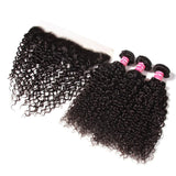 Klaiyi Brazilian Curly Hair 3 Bundles with 13x4 Lace Frontal
