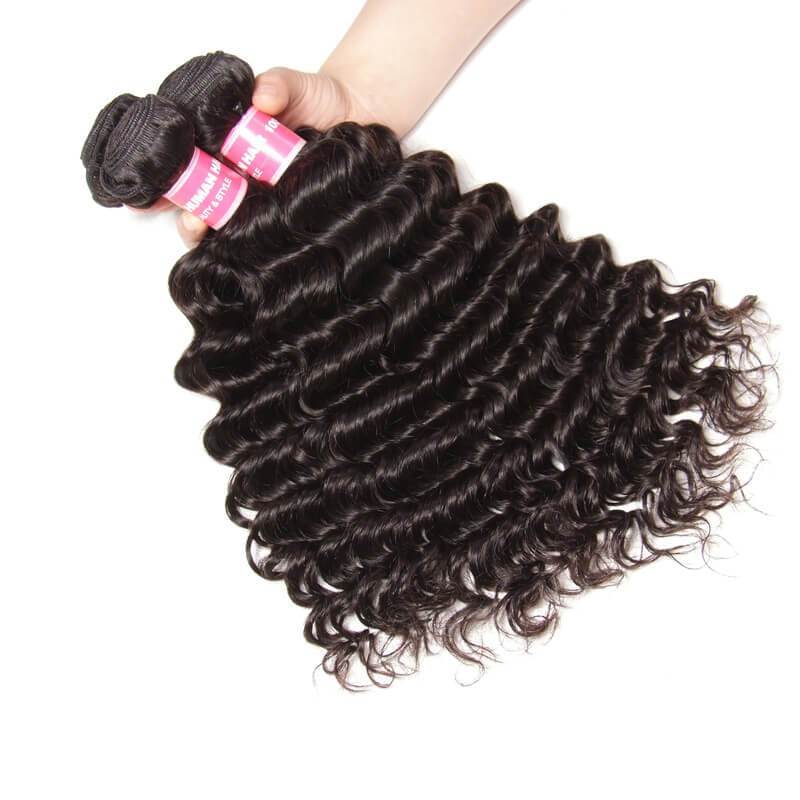 Klaiyi Hair Deep Wave Bundle Malaysian Curly Hair 4 Bundles Hair Weave 100% Human Hair