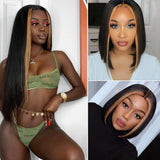 Klaiyi 100% High Quality Virgin Human Hair Straight Hair Wigs Lace Part Wig TL27 Color Hair Wigs