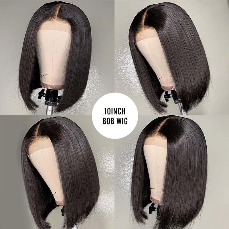 Klaiyi 9A 13*4 150% density Straight Short Bob Wig Lace Front Human Hair Wigs For Black Women