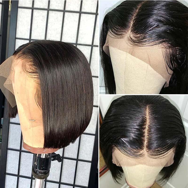 Klaiyi 9A 13*4 150% density Straight Short Bob Wig Lace Front Human Hair Wigs For Black Women