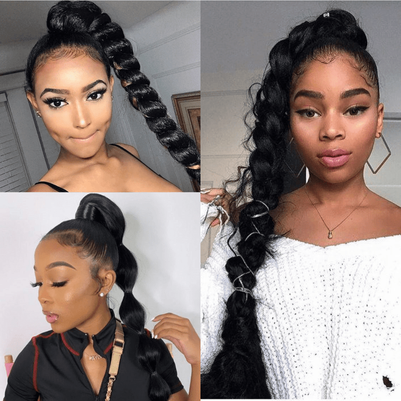 Klaiyi Deep Wave Human Hair Weave 3Pcs/Pack Virgin Hair Extensions For Ponytail